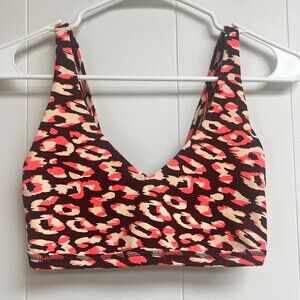 Aerie Offline Maroon, Pink, & Cream Cheetah Print Sports Bra Mesh Back Small